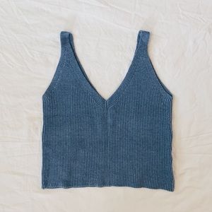 BRANDY MELVILLE BLUE KNITTED TANK TOP